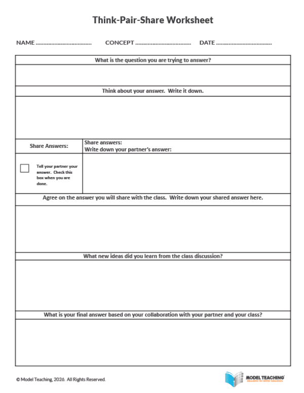 Think-Pair-Share- More Than a Discussion Starter - Model Teaching